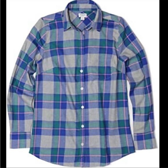 J. Crew Factory Plaid Cotton Flannel Blue Color size XS - Picture 1 of 5